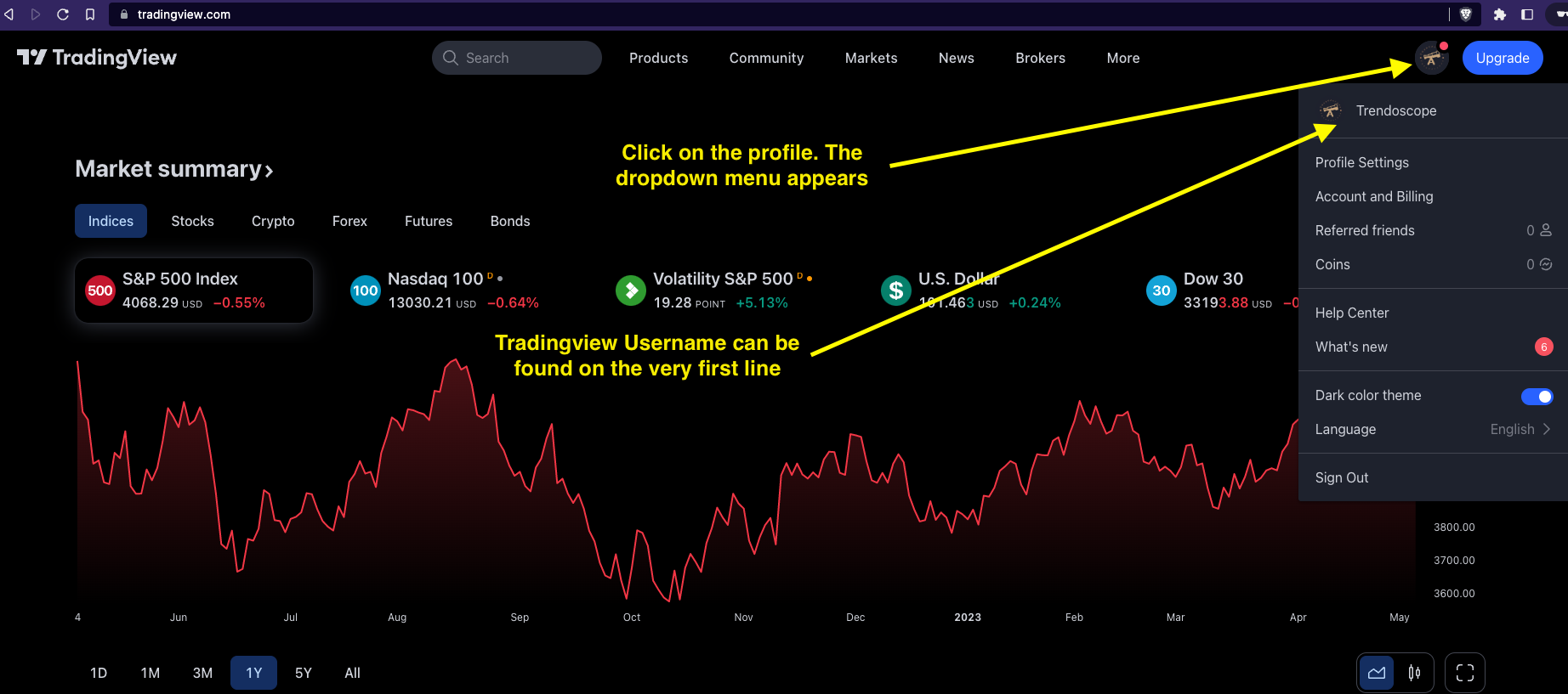 Finding Tradingview Username