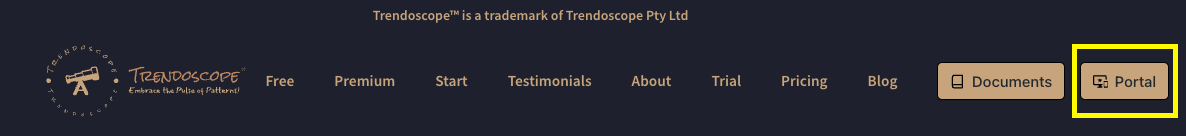 Trendoscope Customer Portal Menu